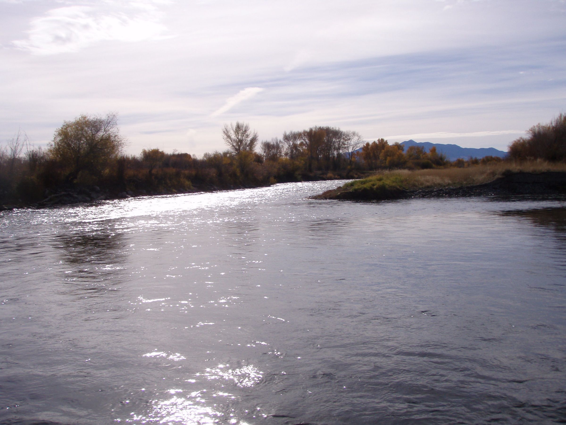 Confluence of the Beaverhead and Big Hole rivers, which form the Jefferson River, in autumn